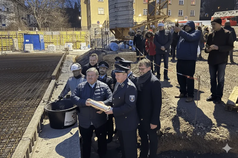 Groundbreaking Ceremony for the New Expansion Building of the Werdau Volunteer Fire Department